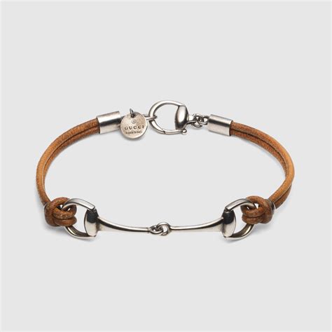 gucci leather cord bracelet with gold plate|Gucci leather bracelet for men.